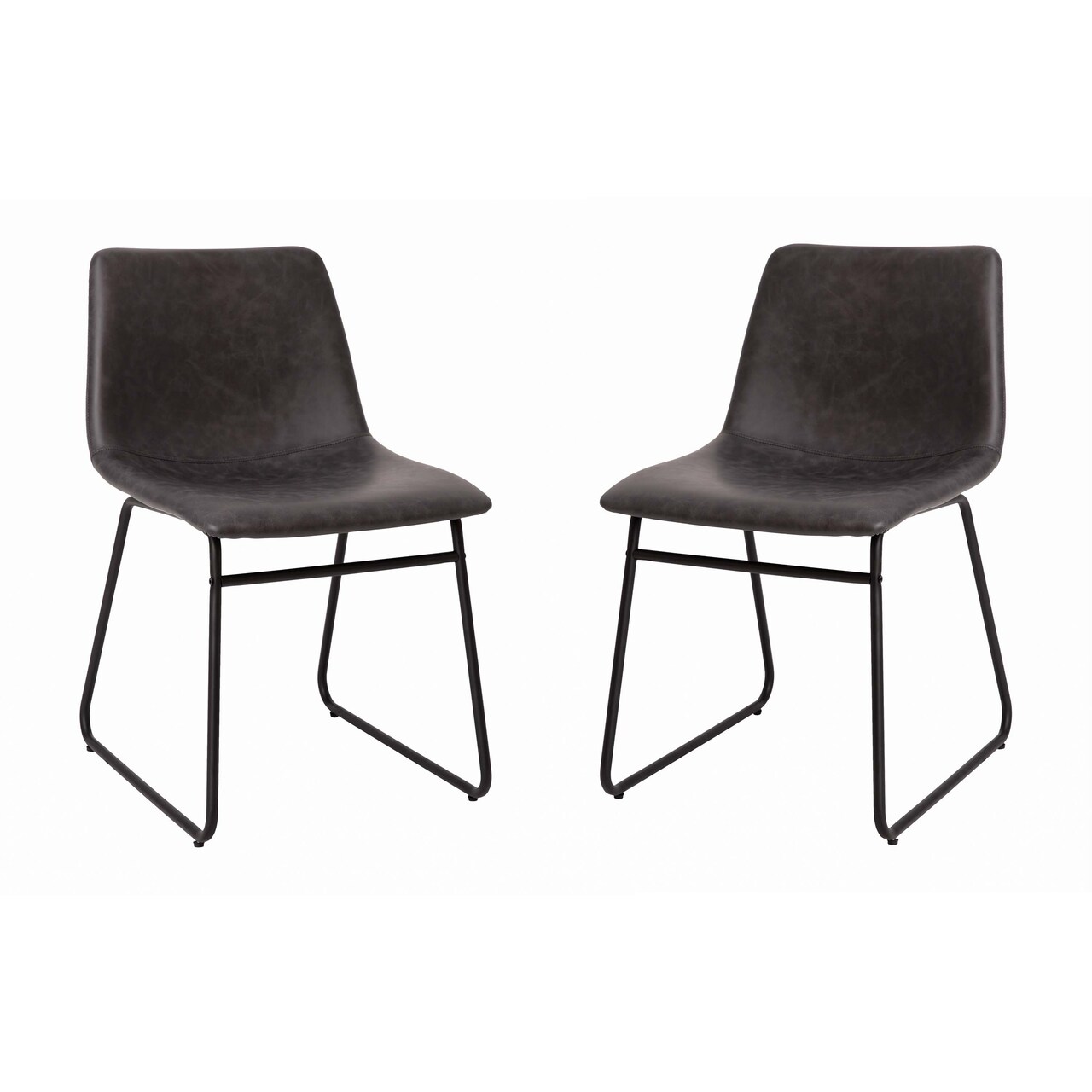 Merrick Lane Carrollton 18 inch Faux Leather Bucket Seat Dining Chairs, Set of 2